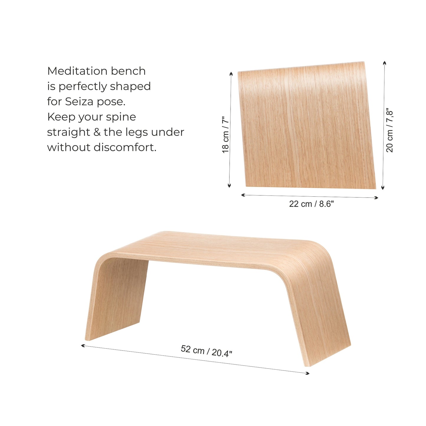 Strong Wooden Bench for Meditation, Seiza, Praying and Healthier Sitting-2